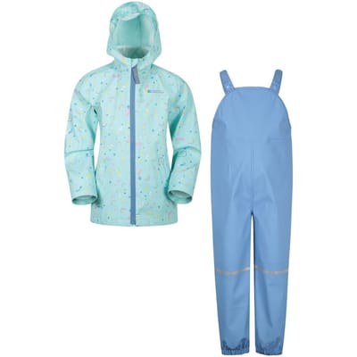 Mountain Warehouse Kinderen/Kinderen Raindrop Waterdichte Jas En Broeken Set (Teal)