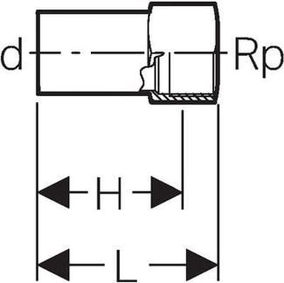 Geberit Mapress rvs overgang RVS 316 spie einde bi.dr. 28mmx1/2 bi