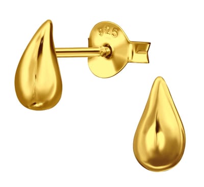 Joy|S - Zilveren druppel oorbellen - 4 x 7.2 mm - sterling zilver 925 - waterdruppel oorknoppen - gold plated
