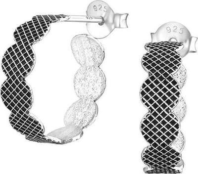 Montebello Oorbellen Cammi A - 925 Zilver Geoxideerd - Geometrisch - 5x15mm