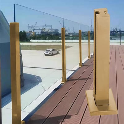 Glazen paneel houder - Vloer hek post - Balkon afscheiding - Grondmontage - 8-12 mm glas - Zilverkleurig
