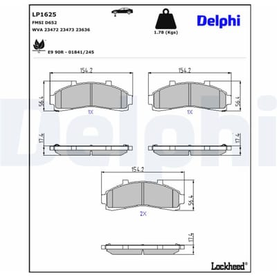 Remblokset DELPHI LP1625, voor