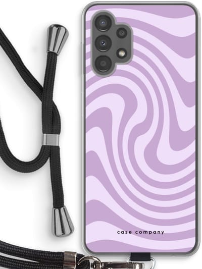 Case Company® - Hoesje met koord geschikt voor Samsung Galaxy A13 4G hoesje met Koord - Swirl Paars - Telefoonhoesje met Zwart Koord - Bescherming aan alle Kanten en Over de Schermrand