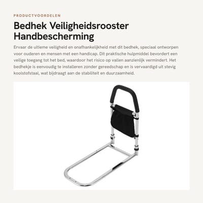 Dailygoods- Bedhekje 200 cm - Bedhekje voor volwassenen - Bedrail - Opvouwbaar - Antislip handgreep - Veiligheidsrooster met opbergtas - Bedbeugel