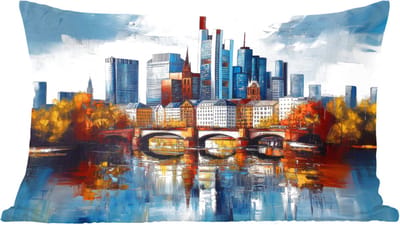 Sierkussens - Kussentjes Woonkamer - 60x40 cm - Bomen Frankfurt- Stad - Skyline - Brug