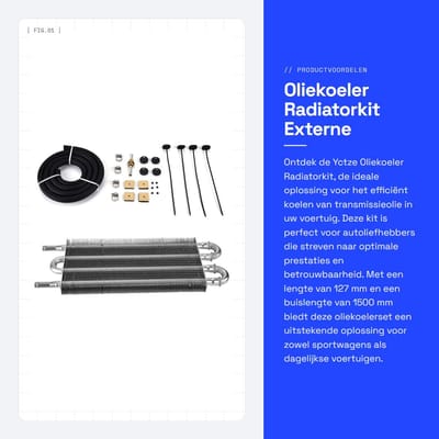 Dailygoods- Oliekoeler Radiatorkit - Externe Transmissieoliekoeler - Hoogwaardig Aluminium - Efficiënte Koeling - Lengte 127 mm - Buislengte 1500 mm