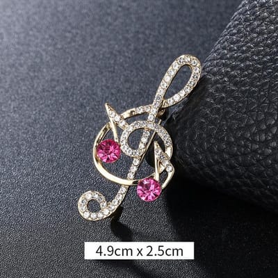Mode Metaal Muzikale Noot Strass Broche Sjaalgesp Badge Reversspeld Luxe Sieraden Broches Voor Vrouwen Accessoires gray