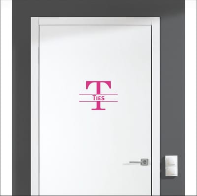 Deursticker Met Naam -  Ties - Roze