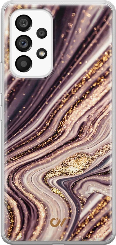 Hoesje geschikt voor Samsung Galaxy A53 hoesje - Golden Pink Marble - - Paars - - Casevibes