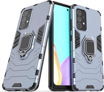 MobyDefend Hoesje - Geschikt voor Samsung Galaxy A52 / A52s - Dubbelgelaagde Pantsercase Met Standaard - Navy Blauw