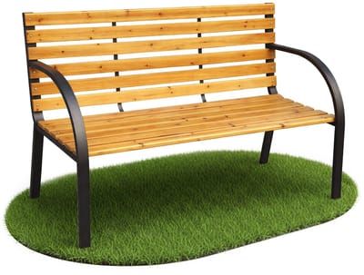 Tuinbank DALIA / Buitenbank / Metaal en Hout / Zwart - Hout / Maximale Belasting 260 kg / 122 x 82 x 58 cm