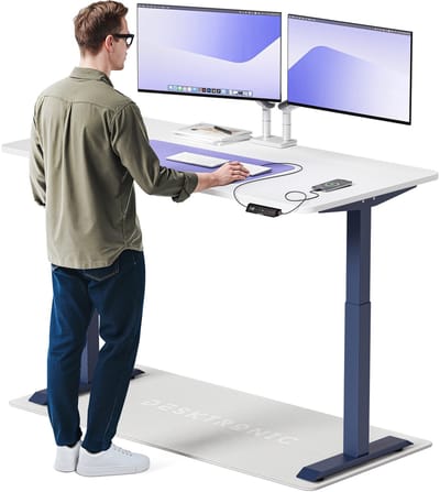 Desktronic HomeOne Zit-sta Bureau Elektrisch In Hoogte Verstelbaar, 160x80 cm Blauw/Wit, Stille Dubbele Motor, Hoogte 72-119cm