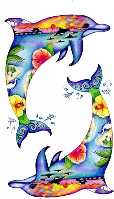 GoedeDoelen.Shop | Body Tattoo Dolfijnen | Dolfijnen Tattoo | Tijdelijke Tatoeage | Save The Ocean | Dolphin Tattoo | Dolfijn | Nep Tattoo