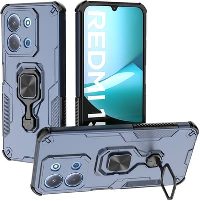 MobyDefend Hoesje - Geschikt voor Xiaomi Redmi 15C 4G - Dubbelgelaagde Pantsercase Met Standaard - Blauw