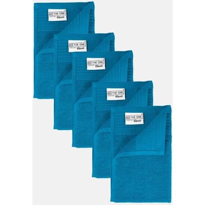 The One Towelling Gastendoek - 30x50 cm - 5 stuks - Hotelkwaliteit - 450 g/m² - 100% Gekamd katoen - Turquoise