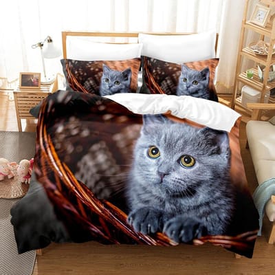Dieren Kat Beddengoed Sets Quilt Bedovertrek Dekbedovertrek Kussensloop 2-3 Stuks Sets Kinderen Volwassenen Slaapkamer Decoratie EU Single 135x200cm