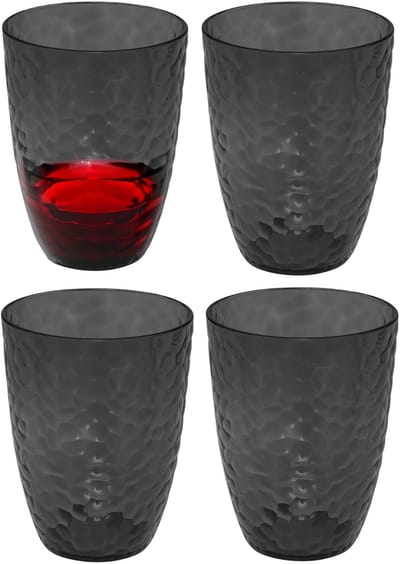 5Five Drinkglas Estiva - 4x - grijs transparant - onbreekbaar kunststof - 380 ml - camping/verjaardag