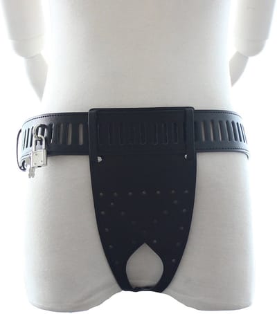 Fixxx - Kuisheidsgordel Heren - Opening Achterzijde - PU Leer - One Size - Zwart