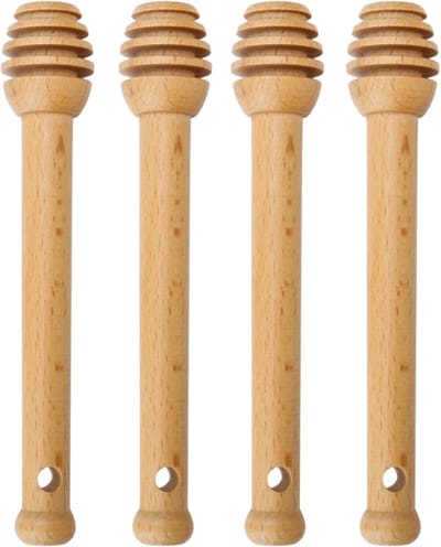 House of Husk Houten Honinglepel Set - Dipper - Honingstokje - 14CM - 4 Stuks