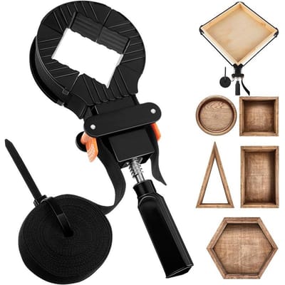 13 Ft Bandklemmen Voor Houtbewerking Snelontgrendelende Bandklemmen Met 4 Hoekklauwen 90 Graden Snelbevestiger Black-1 Set
