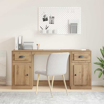 vidaXL Bureau met kast Artisan Eiken Bewerkt hout 154,5 x 50 x 75 cm