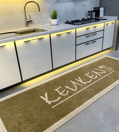De Groen Home Keukenloper 80x220cm Vloerkleed - Knus Koken collectie - Wasbaar Antislip - Laagpolig Vuilafstotend & Zacht Tapijt