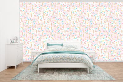 Behang - Fotobehang Unicorn - Snoep - Regenboog - Breedte 500 cm x hoogte 280 cm