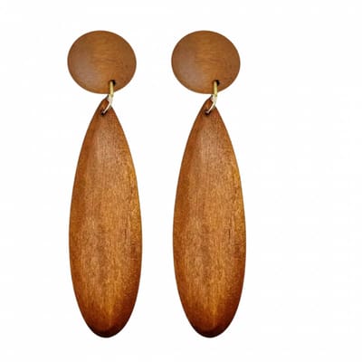Clip oorbellen- Luci- hout bruin -goudkleurig- geen gaatje- Charme Bijoux