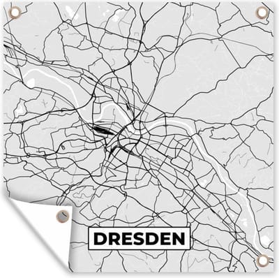 Tuin poster Dresden - Kaart - Stadskaart - Plattegrond - Duitsland - 200x200 cm - Tuindoek
