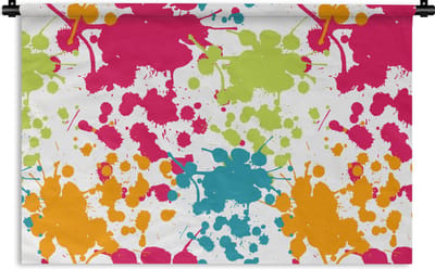 Wandkleed - Wanddoek - Patronen - Verf - Regenboog - 90x60 cm - Wandtapijt