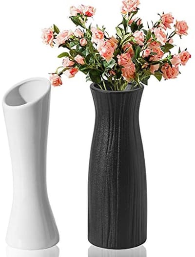 Set van 2 decoratieve zwarte keramische vazen voor droge bloemen