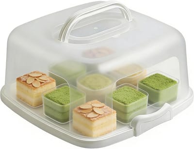 Herbruikbare Taartdoos - Taartdrager Transparant - Taarten Vervoeren - Met Handvat Ontwerp - 25 cm - Wit