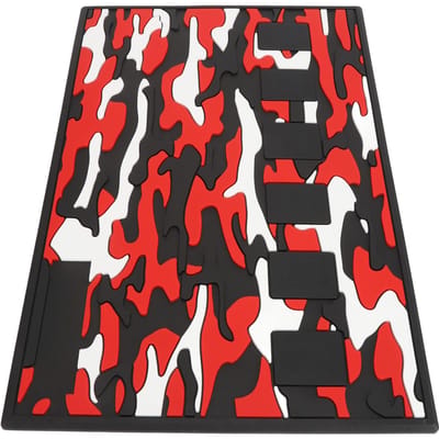 Tapis Magnétique de Barbier Imprimé Camouflage Antidérapant Silicone Coussin de Poste de Travail de Salon de Coiffure pour Tondeuses red