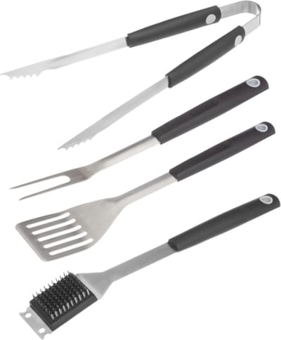 Neka BBQ/barbecue gereedschap - set 4-delig - rubber handvatten - Tang - Vork - Spatel - Borstel