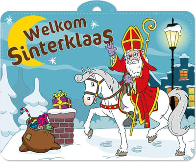 Deurbord Sinterklaas 30 x 40 centimer - Sinterklaas Decoratie Versiering Piet December Ballon Vlaggenlijn