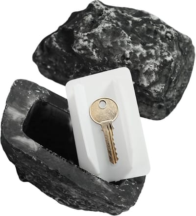 Steen Sleutelkluis - 2 stuks - Sleutelsteen - Reservesleutelhouder voor buiten - Verstopplek sleutel - Nepsteen Sleutelverberger - Key Hider - Sleutelkastje - Tuin Siersteen - Voor huis, tuin of terras - Zwart