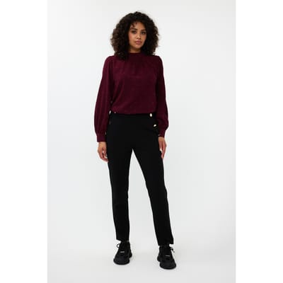 EsQualo Blouse High Collar Plumetis Wine Red Maat: 36 | Longsleeves Outlet | Dames | Paars