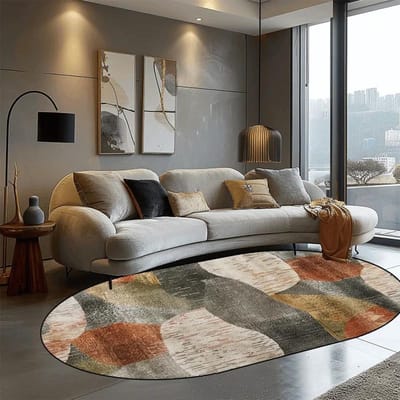 Abstract Ovaal Tapijt in Scandinavische Stijl voor Woonkamer Licht Luxe Huisdecoratie Sofa Zij Vloermat Zacht Wasbaar Kleed voor Slaapkamer 80*120cm