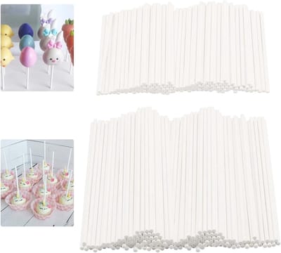 600 Stuks 4 & 15 cm Cake Pop Sticks - Witte Lollipop Stokken, BPA-vrij, Ideaal voor Snoep, Chocolade en Taart Decoratie