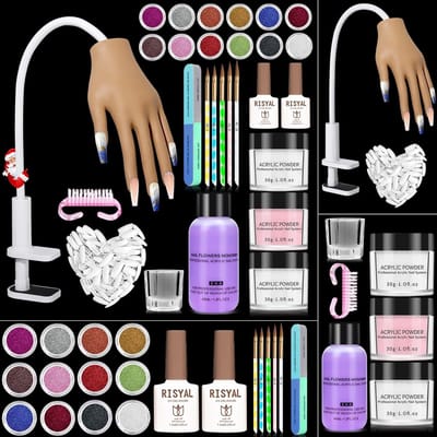 Dailygoods- Oefenhand flexibele nageloefenhand - 100 stuks nageltips - 30 g acryl nagelset - professionele nailtrainer - hand oefenmodel voor gelnagels - Nagelmodel