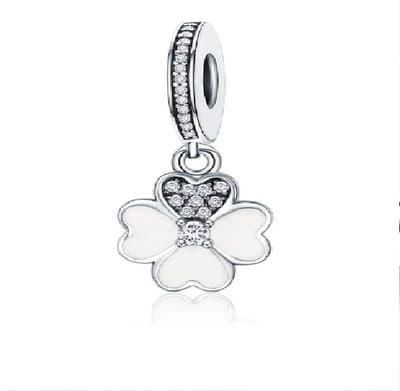 Bedel Witte Bloem - Zilver - Voor op je Bedelarmband - RomyStones