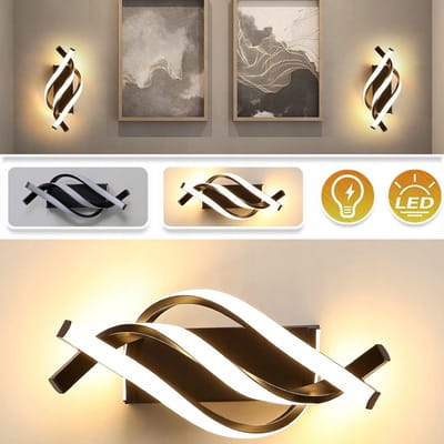 22W LED-Wandlamp Met Golvend Streepdesign Warm Wit 3000k - Voor Slaapkamer Woonkamer En Balkon - Elegant Zwart Zachte Gloed Eenvoudig Te Installeren