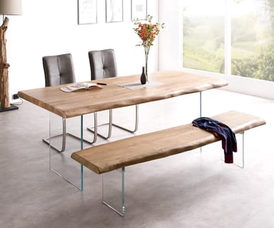 Eettafel Edge acacia natuur 200x100 XL verre Live-Edge