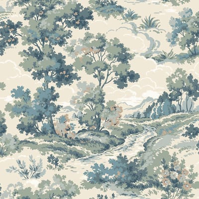 Duro Vliesbehang 540-02 - Gammalsvenska Papper - Toile de Jouy Blauw - 53cm x 10.05m