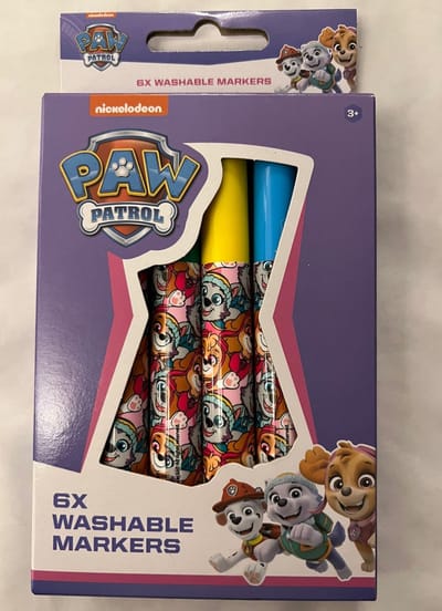 Uitwasbare stiften Paw Patrol pink 6 stuks | diverse varianten Paw Patrol pink