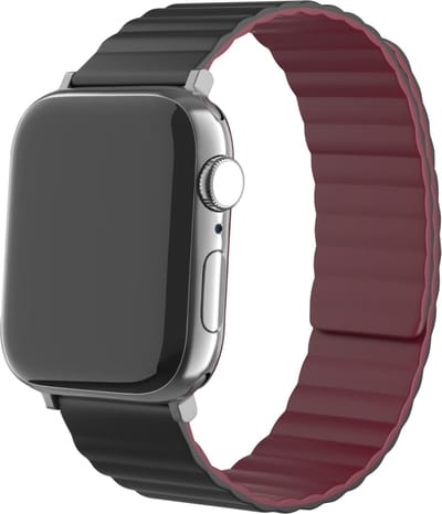 Strap-it Magnetisch sportbandje - Geschikt voor Apple Watch bandje - Series 1/2/3/4/5/6/7/8/9/10/11/SE/SE2/SE3 - Zwart/Rood - Siliconen bandje sport met magneet - iWatch bandje maat: 38 / 40 / 41 / 42mm
