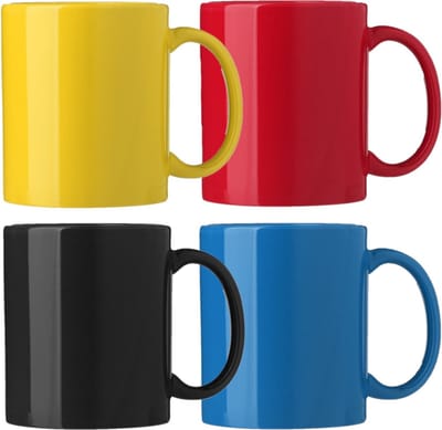 Bellatio Design Koffie mokken/bekers Nantes - 4x - keramiek - multi kleuren - 300 ml