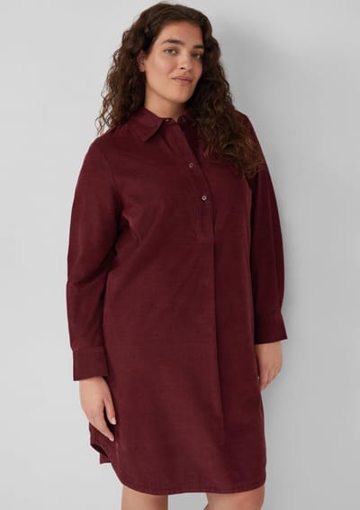 s.Oliver - female - Fijne corduroy jurk met overhemdkraag en steekzakken
