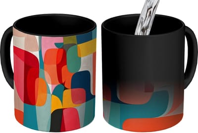Magische Mok - Foto op Warmte Mokken - Koffiemok - Vormen - Kleurrijk - Abstract - Vlakken - Magic Mok - Beker - 350 ML - Theemok