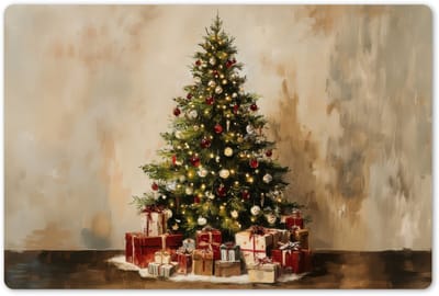Placemats 45x30 cm - Placemat kunststof - 1 stuk - Kerstboom - Versierd - Kleurrijk - Borden onderleggers - Decoratie voor op tafel - Keuken tafeldecoratie accessoires - Vinyl onderlegger - Tafelversiering